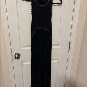POL Black Maxi Dress with Lace Trim